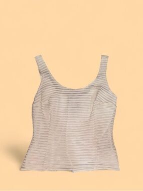 JS Collections Cream Ribbed Scoop Neck Tank